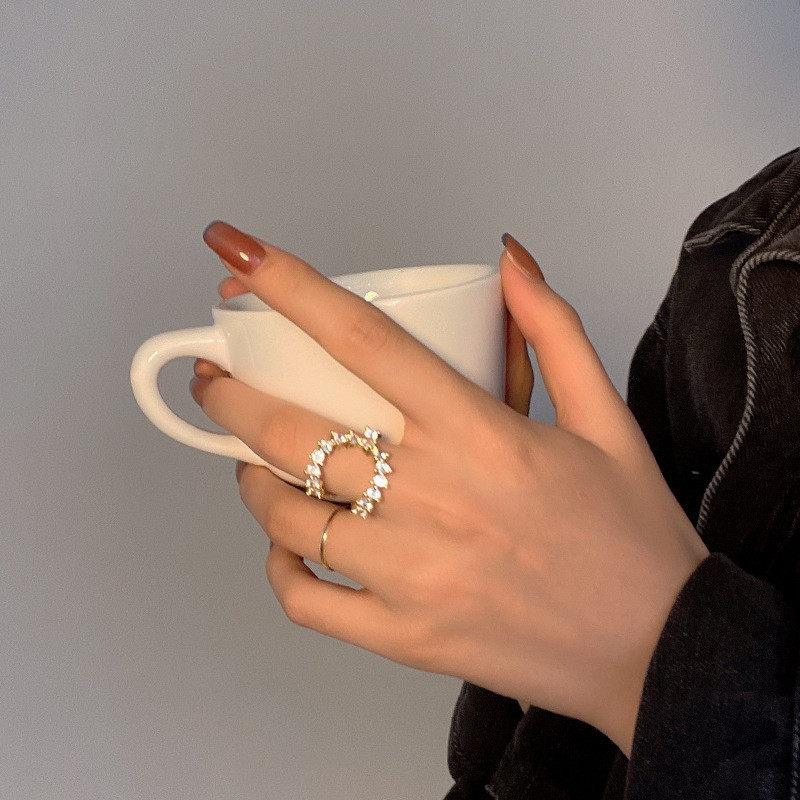 Gradient Crescent Ring Female Ring Index Finger Ring Set