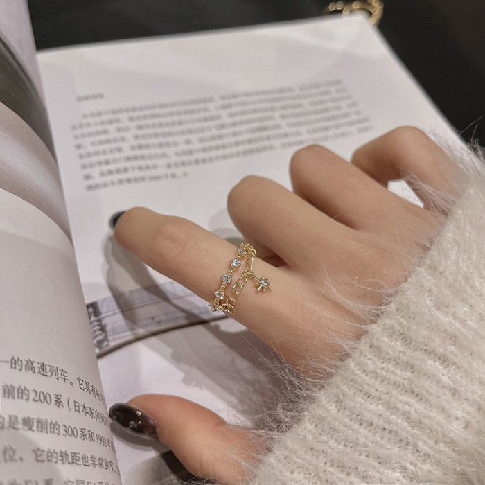 Eight-Pointed Stars Ring Women Index Finger Ring Open Adjust Ring