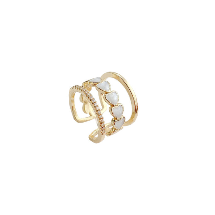 Ring Female Heart-Shaped Fashionable Index Finger Ring Multi-Layer Open Adjust Ring