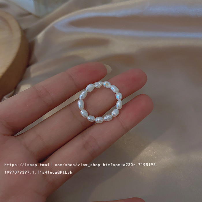 Handmade Irregular Pearl Winding Ring Female Index Finger Ring