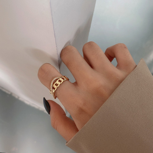 Open Adjust Adjustable Ring Female Chain Ring Fashion Cross Index Finger Ring