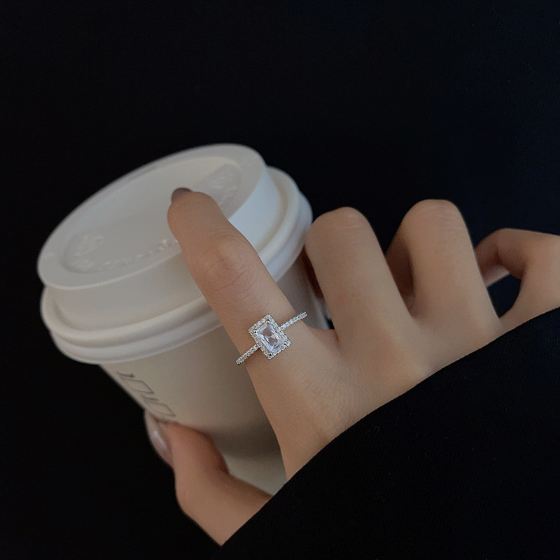 Wholesale Fashion Square Zircon Ring Female Index Finger Ring Jewelry Gift