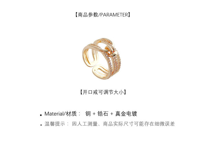 Wholesale Zircon Multi-Layer Knotted Ring Female Open Adjust Index Finger Ring Jewelry Gift