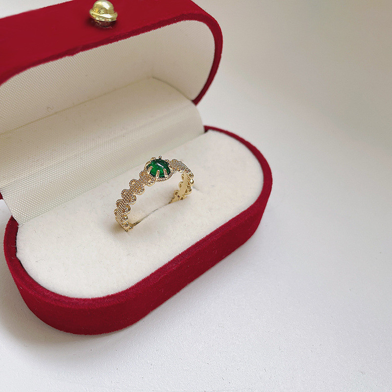 Wholesale Emerald Square Diamond Ring Female Stylish Index Finger Ring Jewelry Gift
