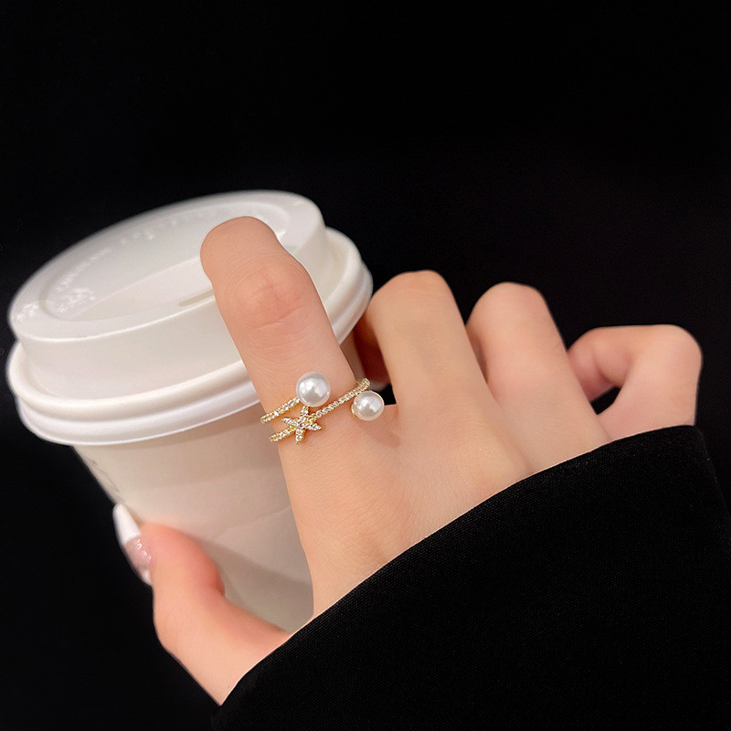 Wholesale Pearl Ring Female Flower Ring New Ring Jewelry Gift