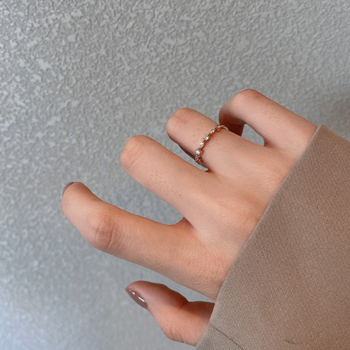 Wholesale Zircon Simple Bracelet Ring Adjust Stylish Index Finger Ring Ornament Jewelry Women Gift