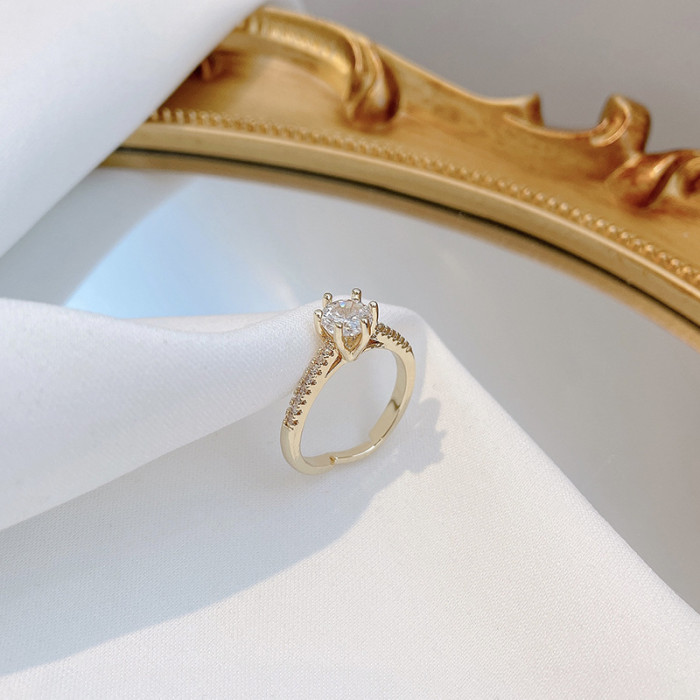 Wholesale Hexaclaw Zircon Ring Adjust Stylish Opening Index Finger Ring Jewelry Women Gift
