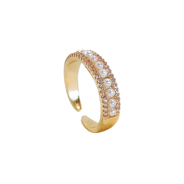 Wholesale Pearl Ring Stylish Opening Ring Hand Jewelry Jewelry Women Gift