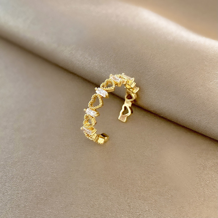 Wholesale Open Loving Heart Zircon Ring Women's Crown Index Finger Ring Jewelry Women Gift