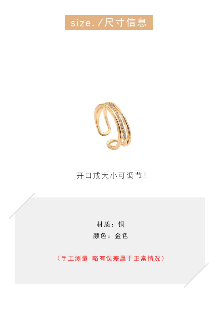 Wholesale Dual Layer Open-End Ring Adjust Fashion Ring Index Finger Ring Jewelry Women Gift