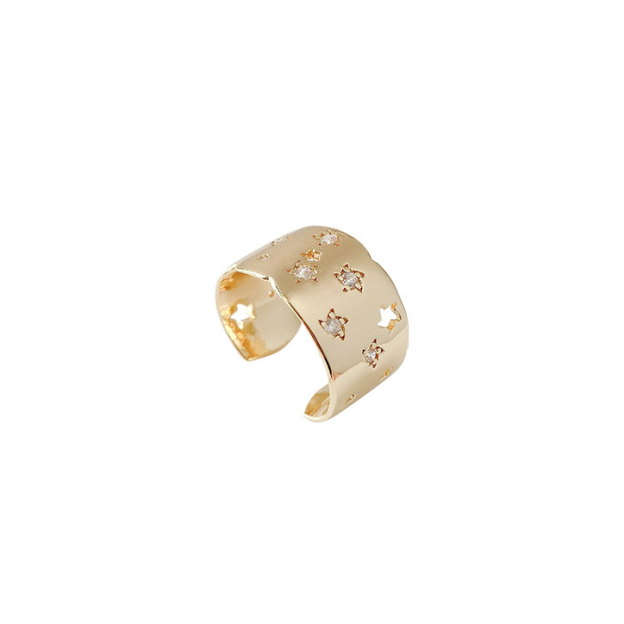 Wholesale Geometric Metal Star Zircon Ring Adjust Open Ring Ring Jewelry Women Gift