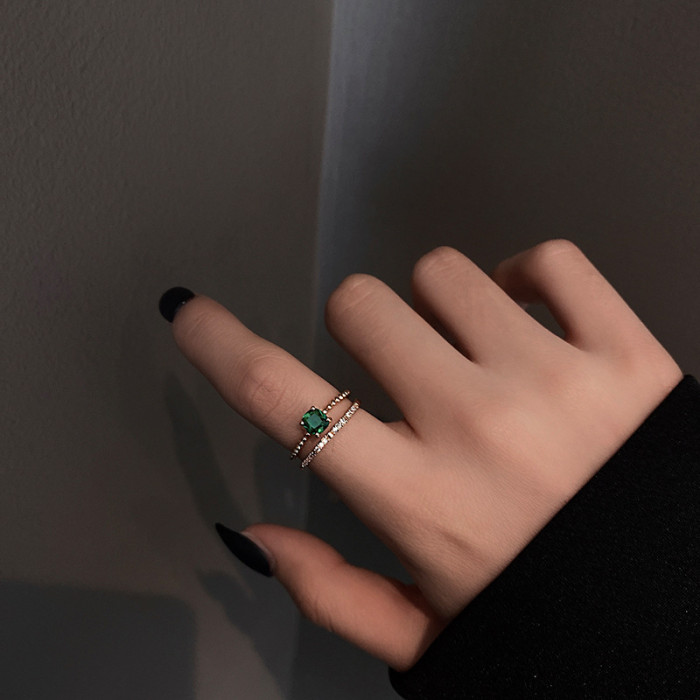 Wholesale Emerald Open Ring Adjust Fashion Ring Index Finger Ring Jewelry Women Gift
