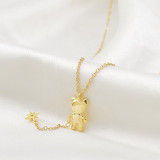 Women's Korean Style Fashion Elegant Chain Fashion Bear Eight Awn Star Pendant Necklace Jewelry