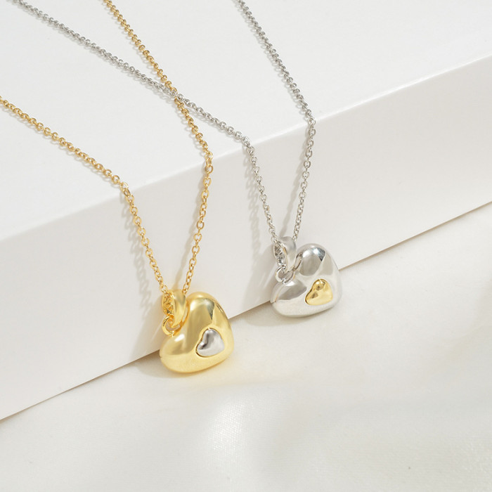 Wish Amazon Hot Sale Love Necklace Women Style Peach Heart Chorker Jewelry Ornament