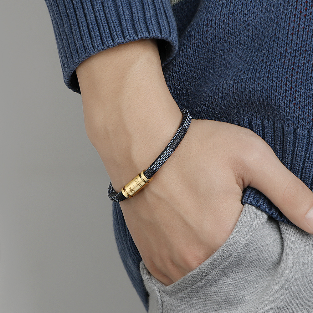 Leather Bracelet Men Stainless Steel Clasp Leather Bracelets Rope Chain Male Wrist Band Vintage Gift Homens Pulseira4