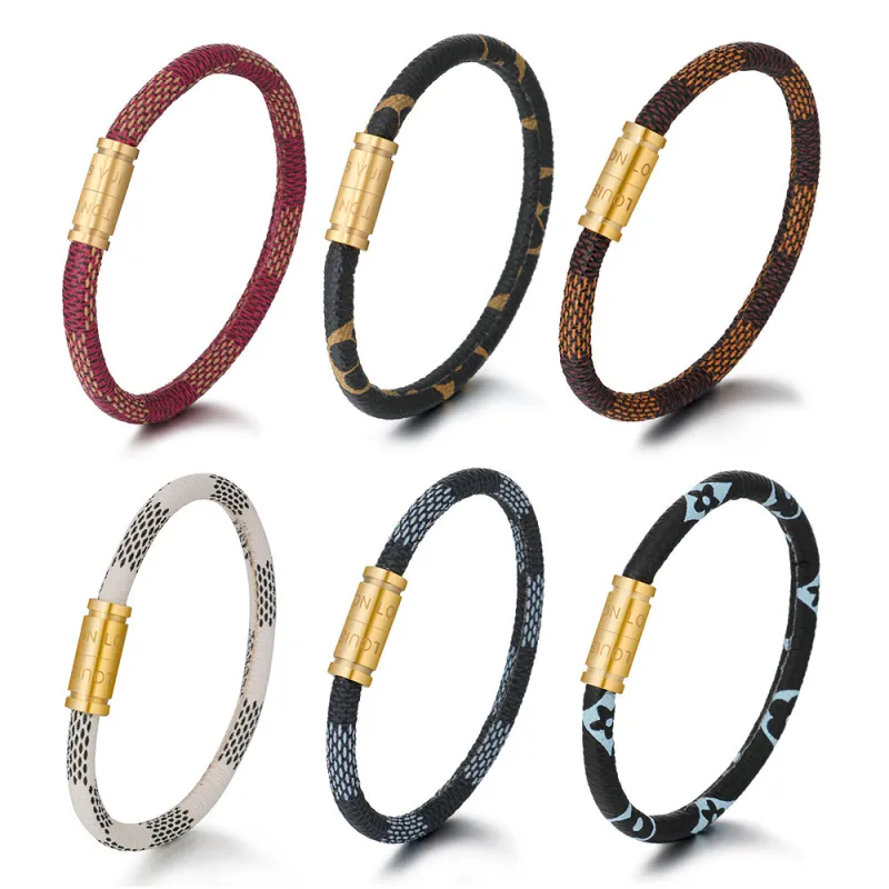 Leather Bracelet Men Stainless Steel Clasp Leather Bracelets Rope Chain Male Wrist Band Vintage Gift Homens Pulseira