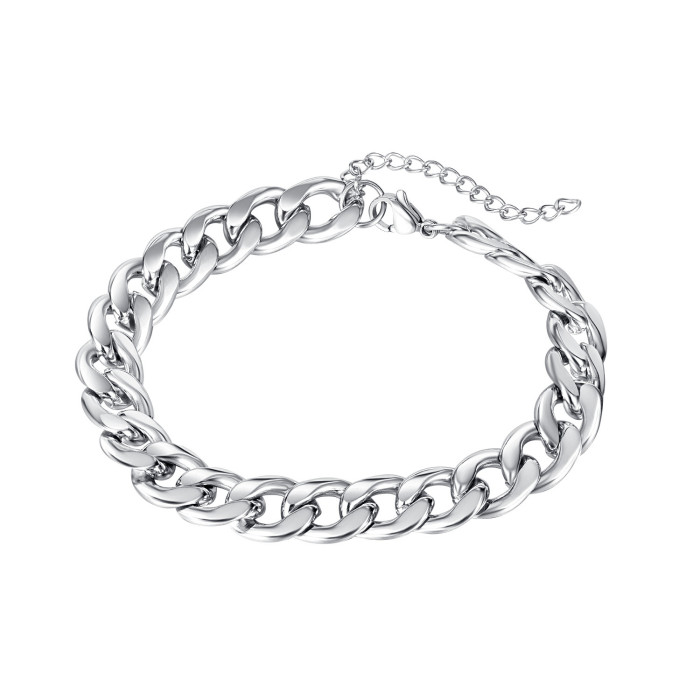 High Quality Stainless Steel Bracelets For Men Blank Color Punk Curb Cuban Link Chain Bracelets On the Hand Jewelry Gifts trend 1188