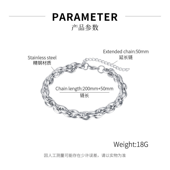 Stainless Steel  Beans Marina Link Chain Bracelet for Men Women Hip Pop Homme Jewelry Gifts Fashion Trendy 1189