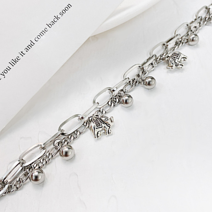 Trendy Double-layer Chain Bracelet Fashion Women Wedding Engagement Hip Hop Jewelry 1179