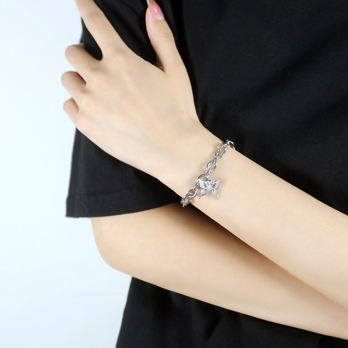 Fashion Charming  Chain Bracelets for Women Lady Stainless Steel Wrist Jewelry Length Adjustable