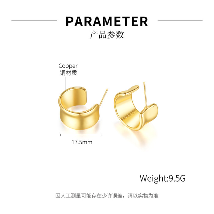 Gold Hoops Earrings Minimalist Thick Tube Round Circle Earrings For Women Zinc Alloy Trendy Hiphop Rock
