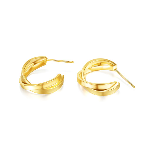Gold Color Circle Creole Earrings, Stainless Steel Big Round Wives Hoop Earrings Gifts for Women