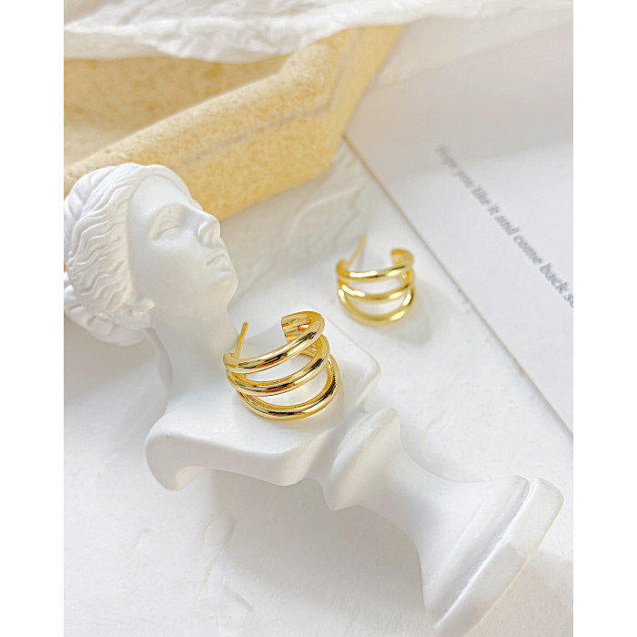 Gold and Silver Color Round Drop Earring for Women Alloy Trendy Three-layer Earrings Ear Accessories Hot 2020