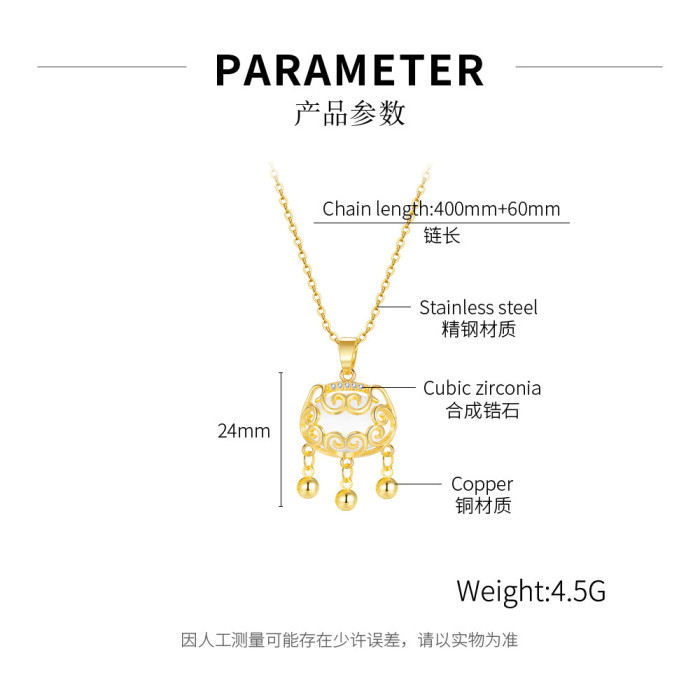 Fashion Necklaces For Women Opal Long Life Lock Titanium Steel Chains Pendant Necklace Female Popular Design Jewely
