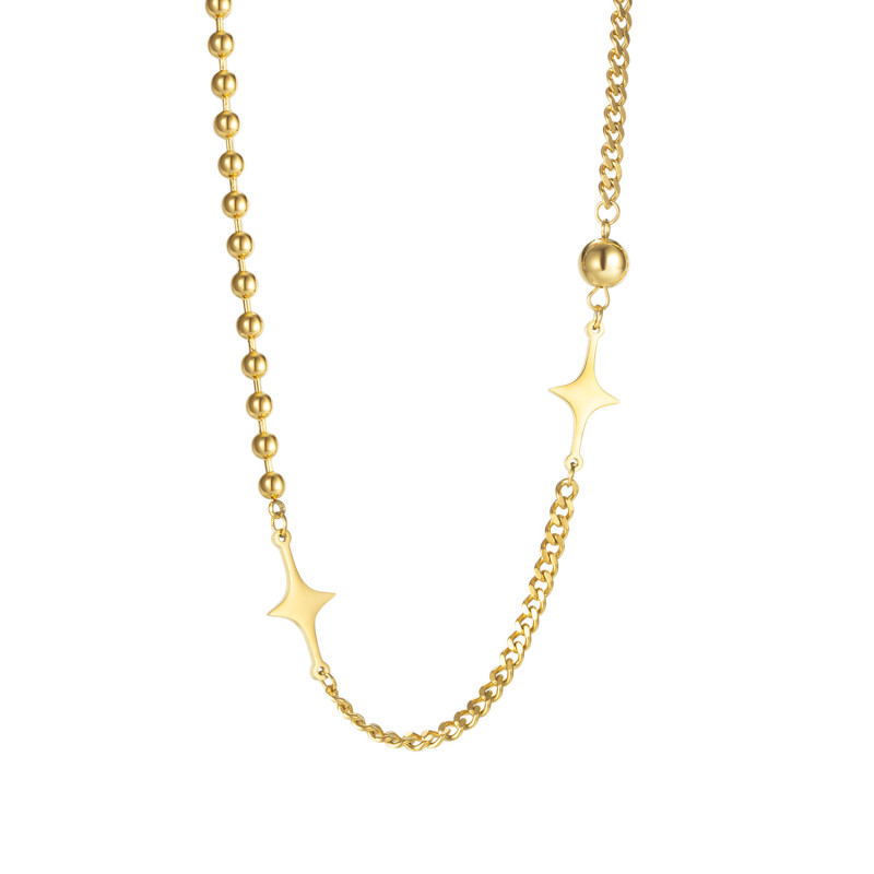 Retro Starry Zircon Star Pendant Necklace Fashion Women Girls Chain Necklace Vintage Bead Jewelry Choker