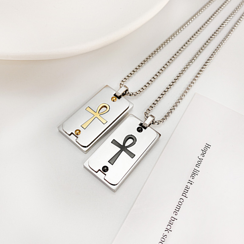 Popular Men Jesus Cross Long Necklace Unisex Stainless Steel Silver Color Square Pendant Charming