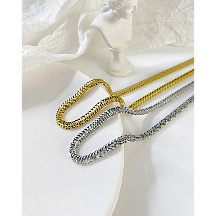 Stainless Steel Gold Blade Chain Flat Snake Bone Necklace Titanium Steel Jewelry Matching Chain Men Women Accessories
