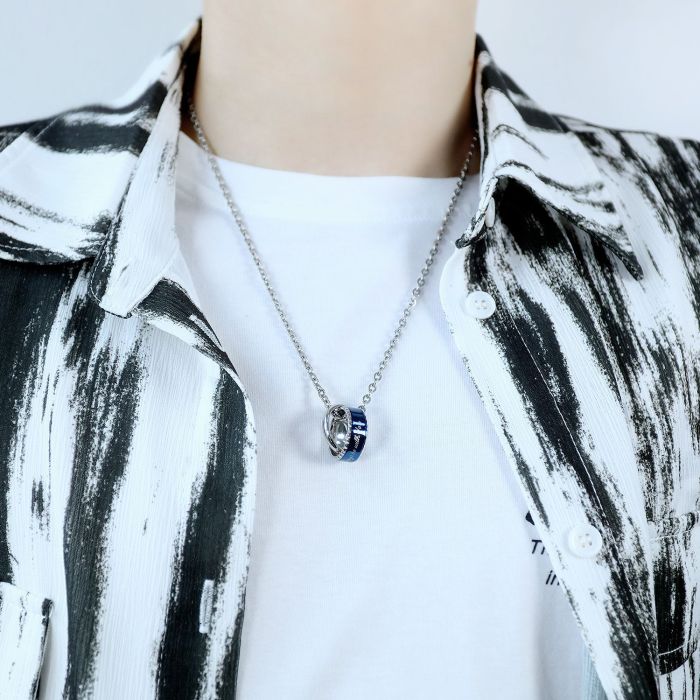 Geometry Interlocking Circle Male Pendant Necklacefor Men Stainless Steel Modern Trendy Geometric Stacking Streetwear Necklace