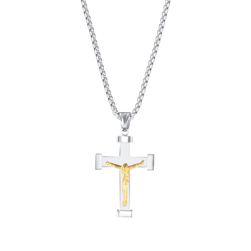 Christian Jesus Cross Necklace with Chain Metal Christ Pendant Jewelry