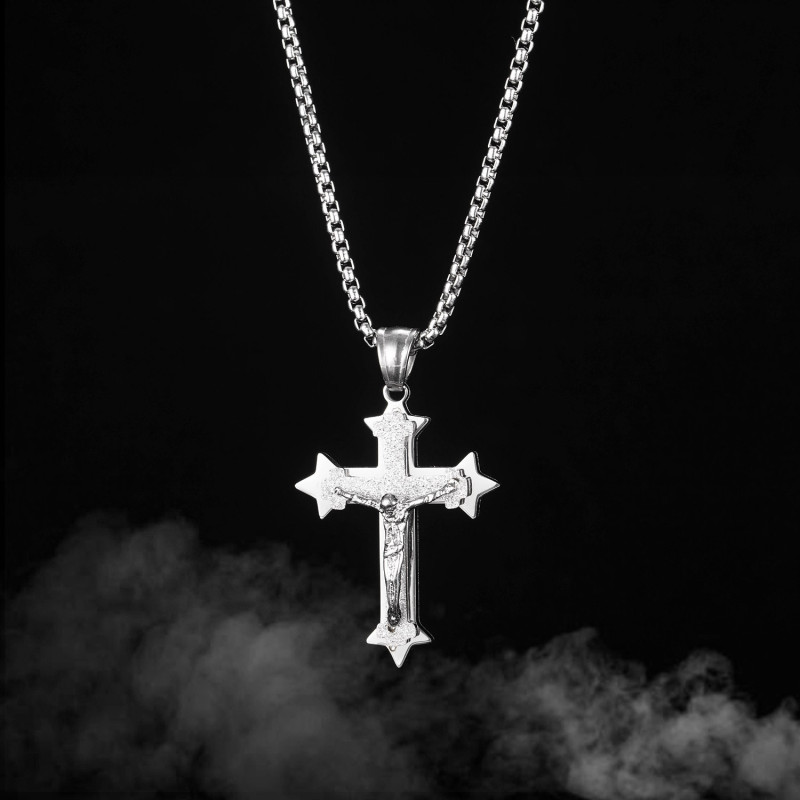steel cross necklace