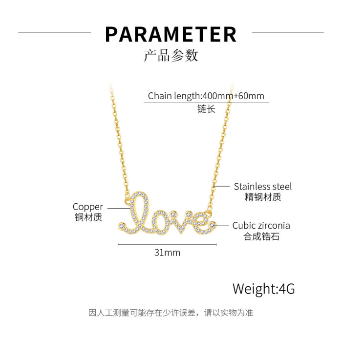 Heart Crystal Necklaces For Women Girl Zircon Love Letter Necklace Shiny Pendant Choker Valentine Day Gifts Hot Sale Jewelry