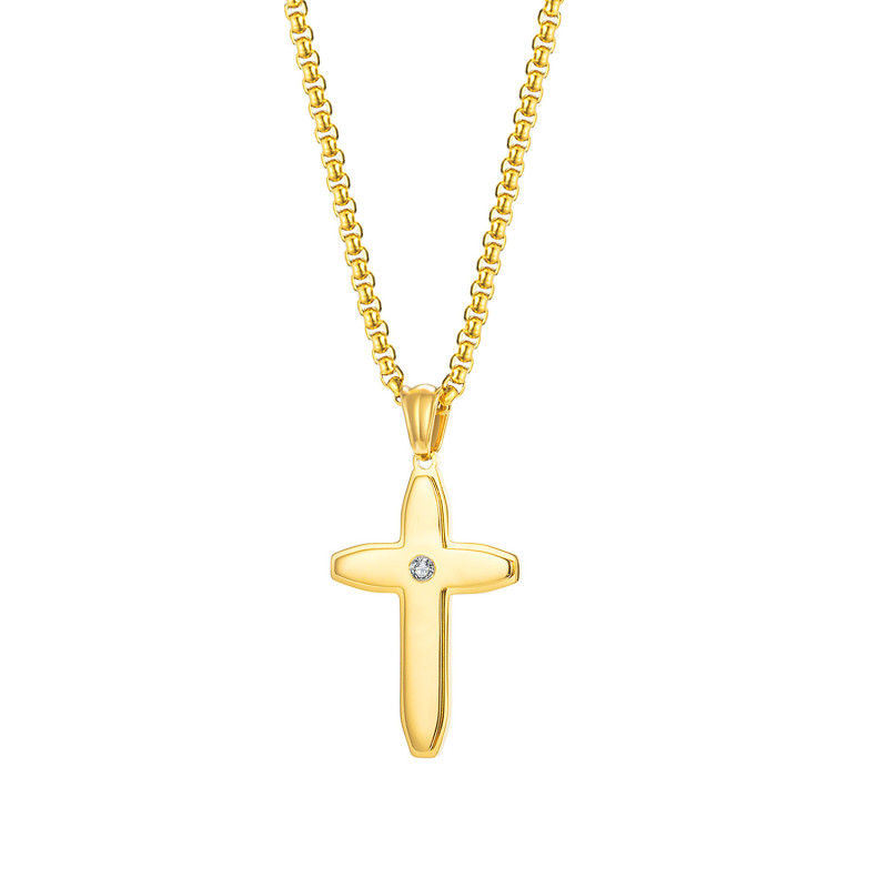 High Quality Zircon Cross Necklace For Women Hip Hop Jewelry Gold Stainless Steel Pendant Chain Fashion Jewelry Gift