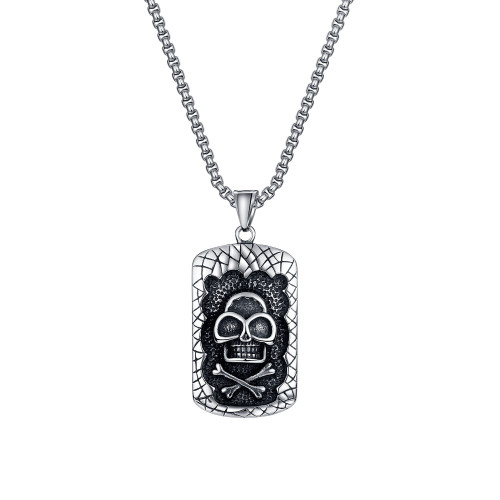 Hot Sale Skull Head Skeleton Cross Necklace Pendant Men's Metal Necklace Gothic Jewelry