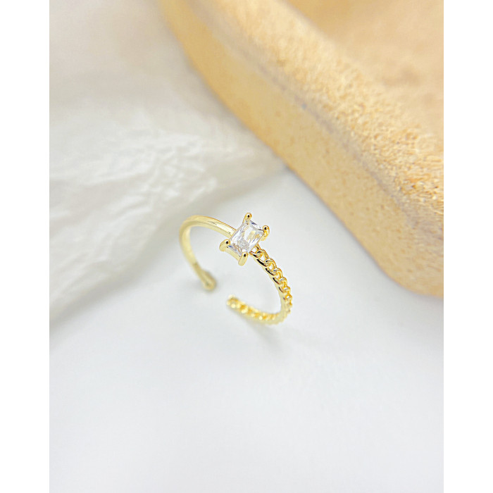 Rectangular Zircon Rings for Women Cubic Zircon Female Chain Finger Rings Wedding Jewelry