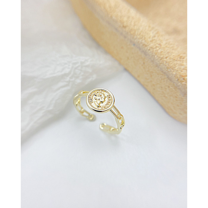 New Arrival Trendy Gold Color Metal Alloy Compass Vintage Big Round Finger Coin Rings Friendship For Women Jewelry Gifts