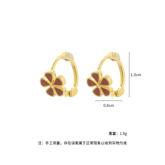 Korea Style Flower Shape Enamel Clip on Earrings Without Piercing for Girls Kids Party Cute Lovely No Hole Ear Clip