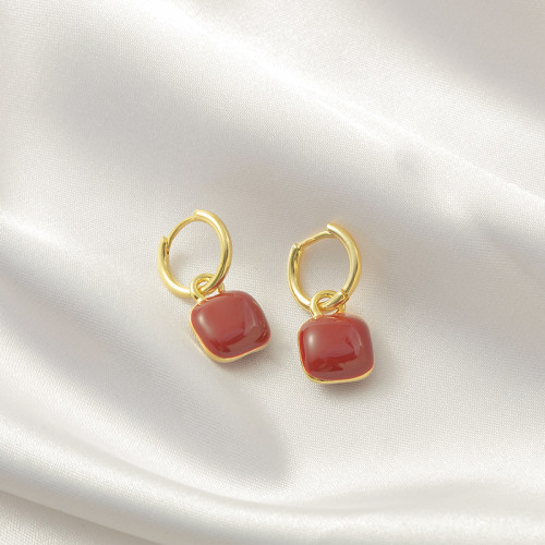 Multicolor Enamel Square Dangle Earrings For Women Geometric Gold Color Alloy Drop Earrings Minimalist Fashion Jewelry
