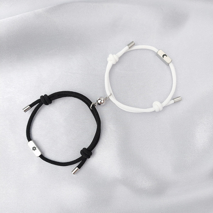 Stainless Steel Sun and Moon Magnet Suction Couple Bracelet Ornament Wholesale jewelry