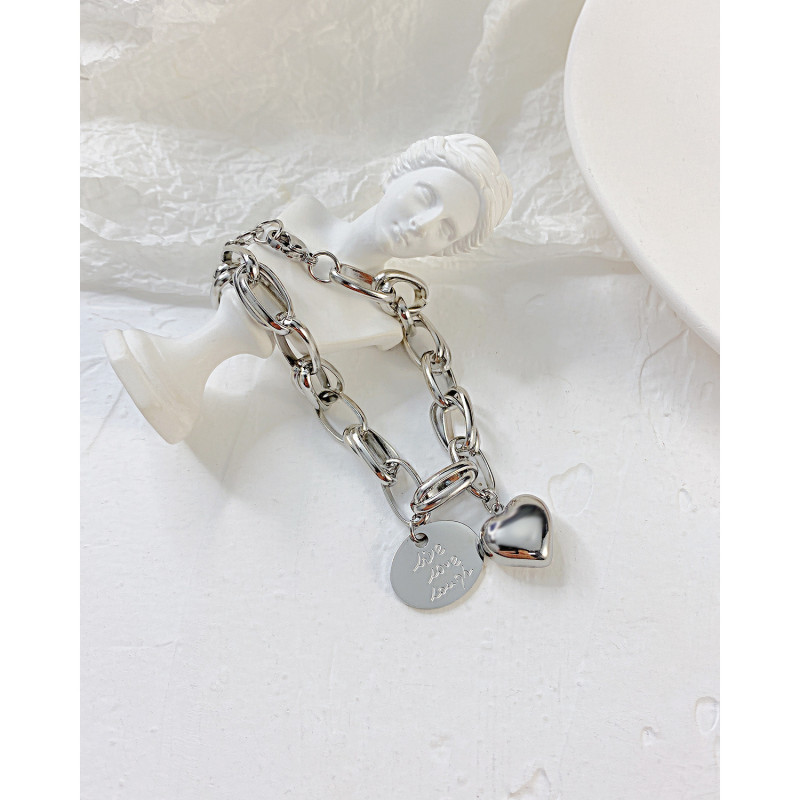 Cute Bracelet Accessories Punk Gothic Bracelets Men Metal Smiley Heart jewelry 1213