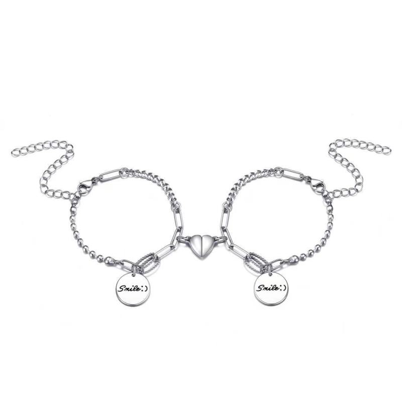 Wholesale Tiktok Style Stainless Steel Love Alloy Magnet Suction Couple Bracelet  Men Women Jewelry