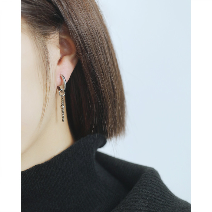 Ear Nail Dangle Hoop Earrings for Women Smooth Huggies Stainless Steel Earring Hoops Jewelry