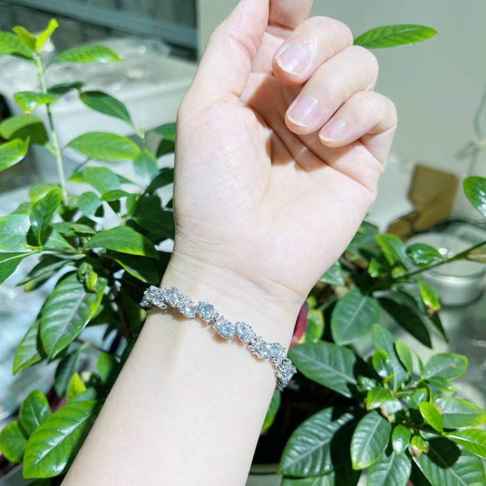 Luxury silver Color Chain Link Bracelet for Women Ladies Shining AAA Cubic Zircon Crystal Jewelry 139