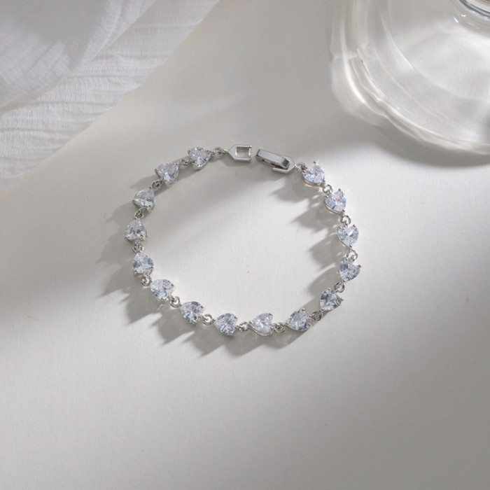 Romantic Women The Heart of The Sea Blue Crystal Bracelet Fashion Women Wedding AAA Zircon Bracelet Jewelry Gifts