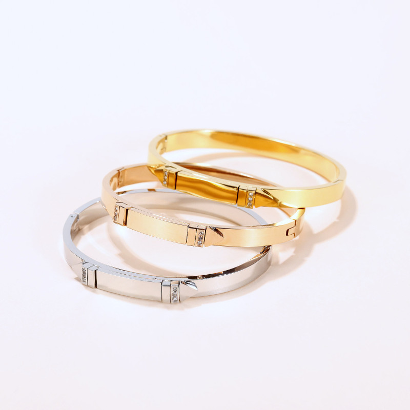 Famous Fashion Brand Jewelry Bangle Unisex Women Men Jewelry Wholesale 4 Colors Gold Color Round Trendy Bracelets Bangles