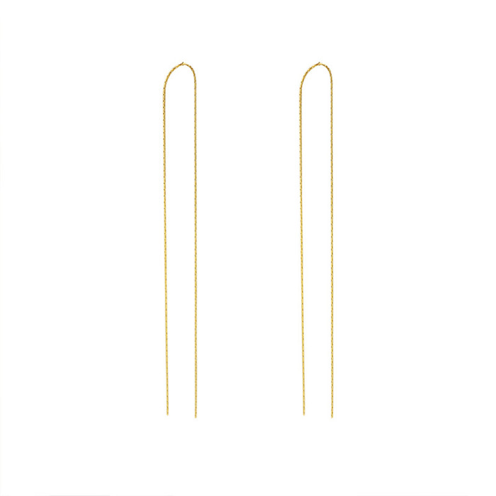 Double Line Simple Bar Long Tassel Chain Drop Dangle Earrings Silver Gold Color Fashion Jewelry Earring For Women Party