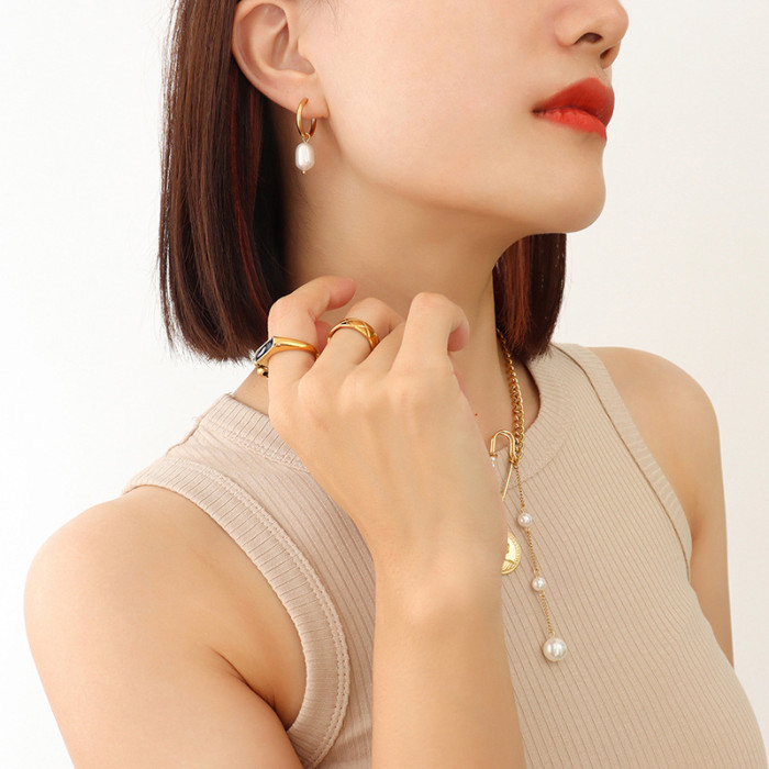 Fashion Minimalist Irregular Pearl Dangle Earrings Vintage Freshwater Pearls Hoop Earrings For Women Fine Jewelry